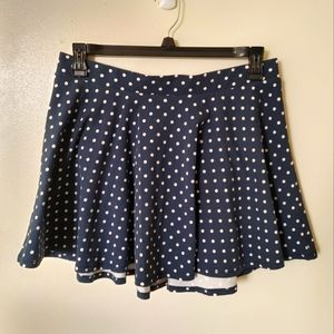 Aeropostale navy blue mini skirt with white polka dots